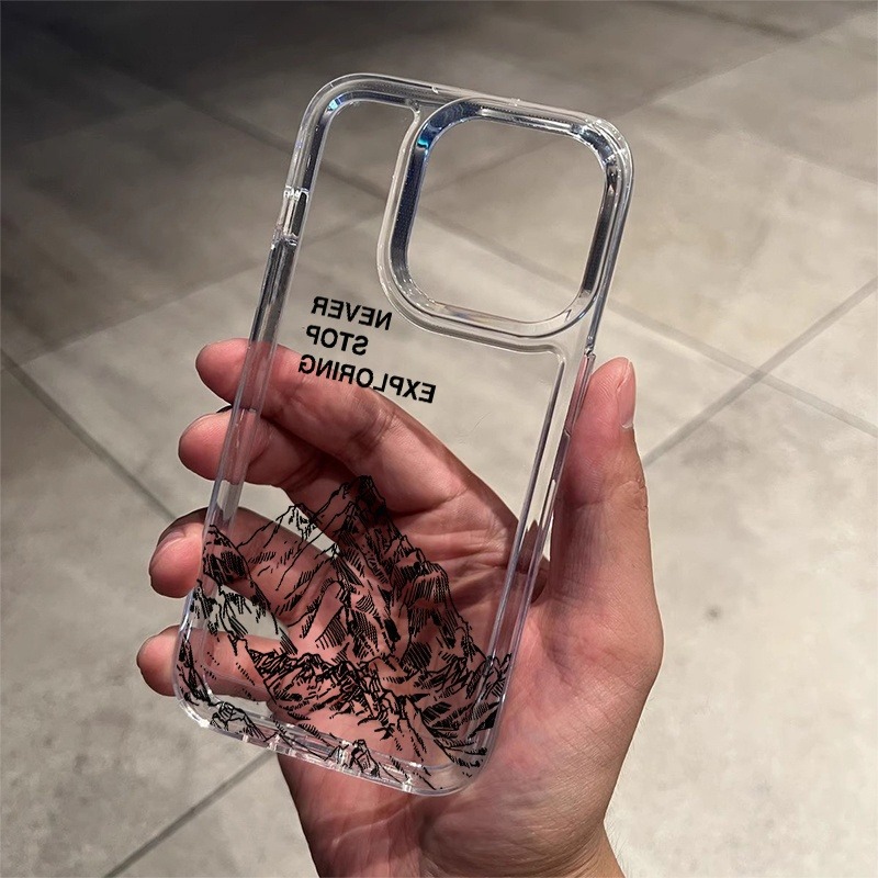 Apple Iphone 15 Pro Max - غطاء هاتف شفاف ناعم بتصميم خطوط