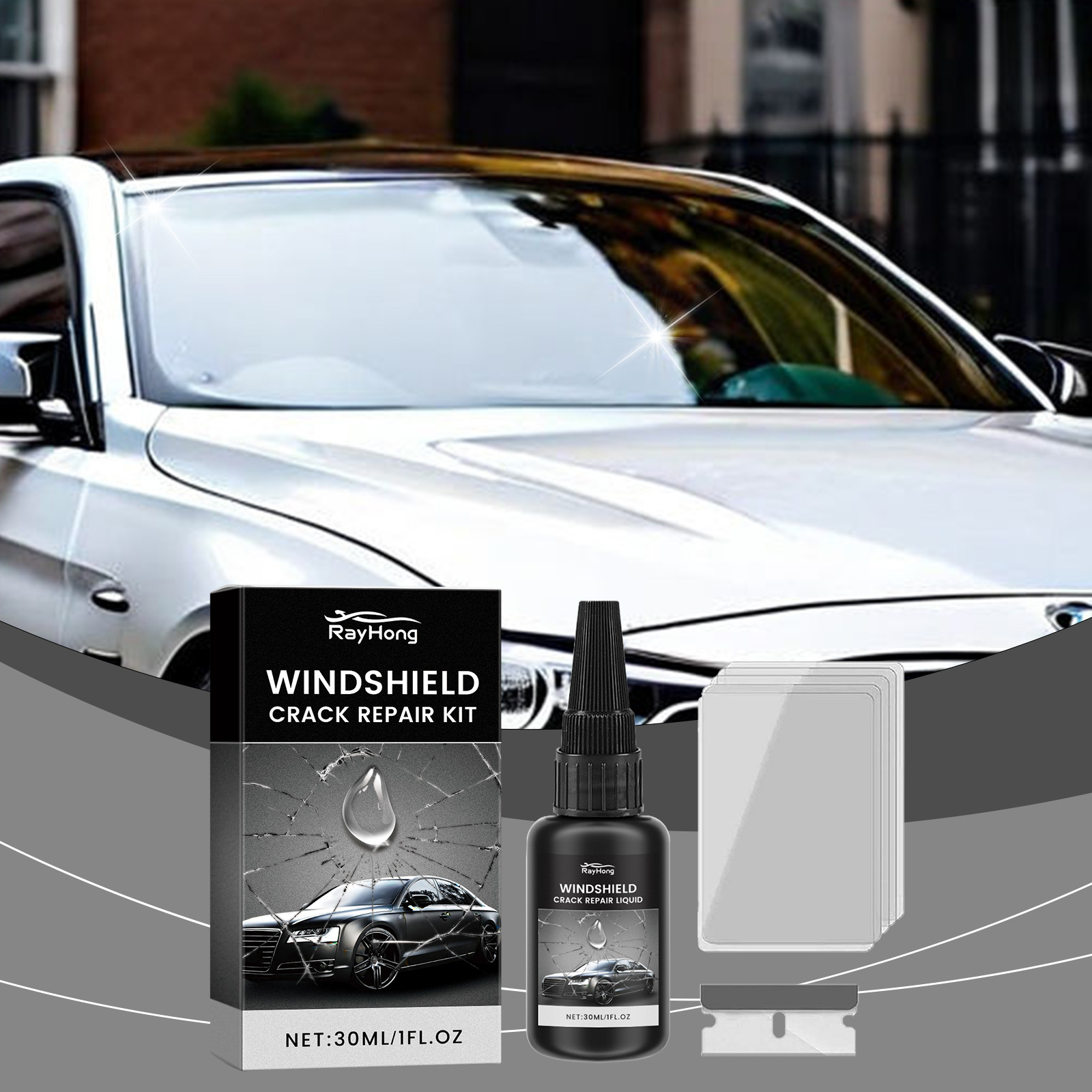 غراء إصلاح الزجاج الأمامي - غر - مراجعة Liquid Uv Glue Kit وسعره